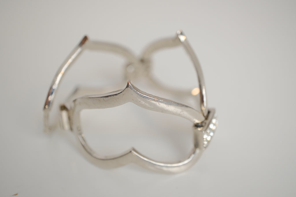 Silver tone open-heart link bracelet