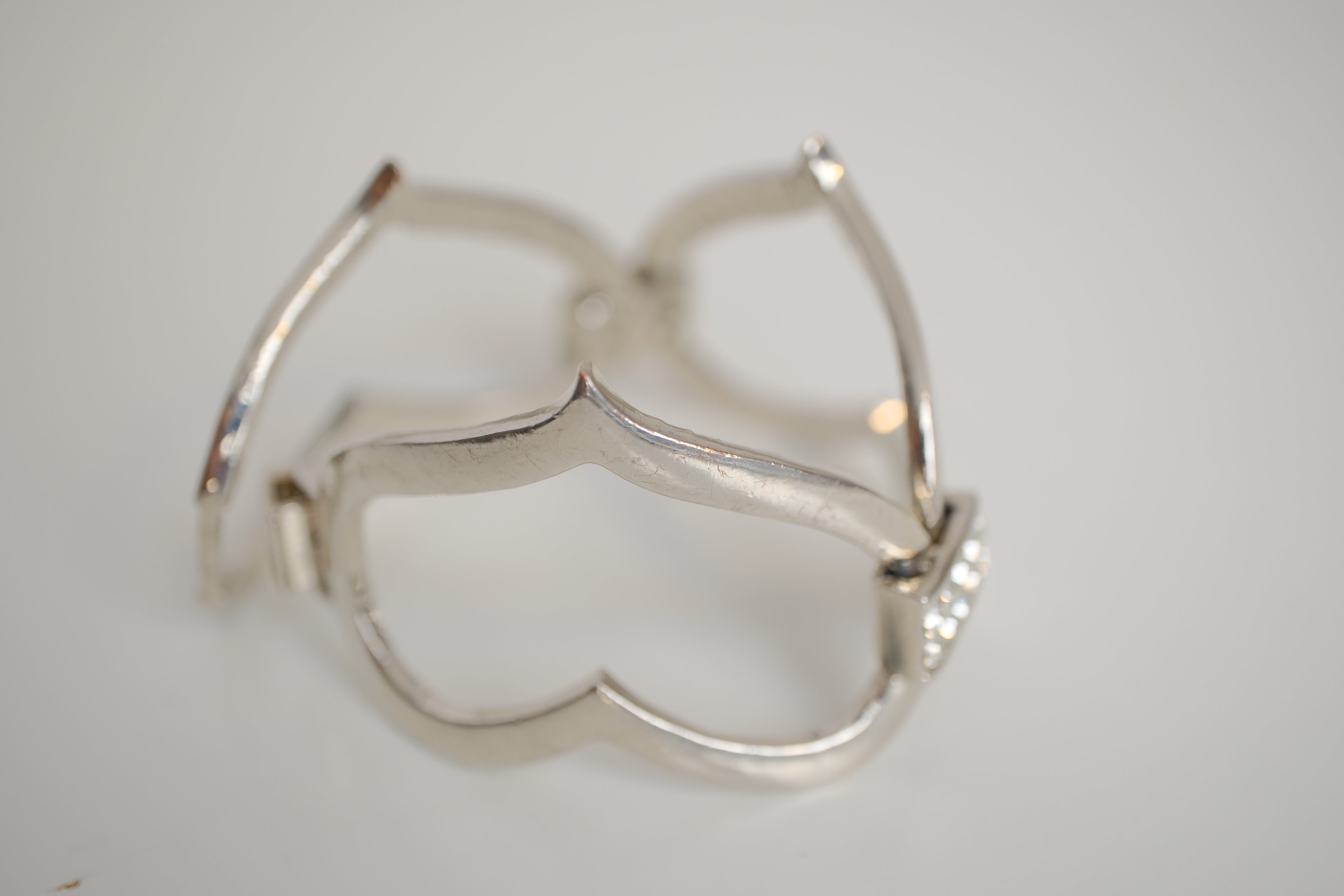 Silver tone open-heart link bracelet