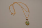 Vintage green cameo locket necklace