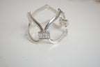 Silver tone open-heart link bracelet