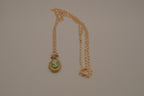 Vintage green cameo locket necklace