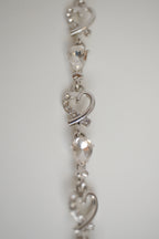 Silver-tone heart and crystal link bracelet