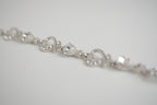 Silver-tone heart and crystal link bracelet