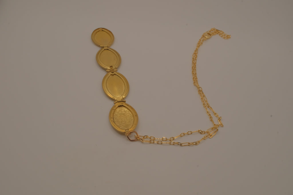 Vintage Gold Floral multi-photo folding locket necklace