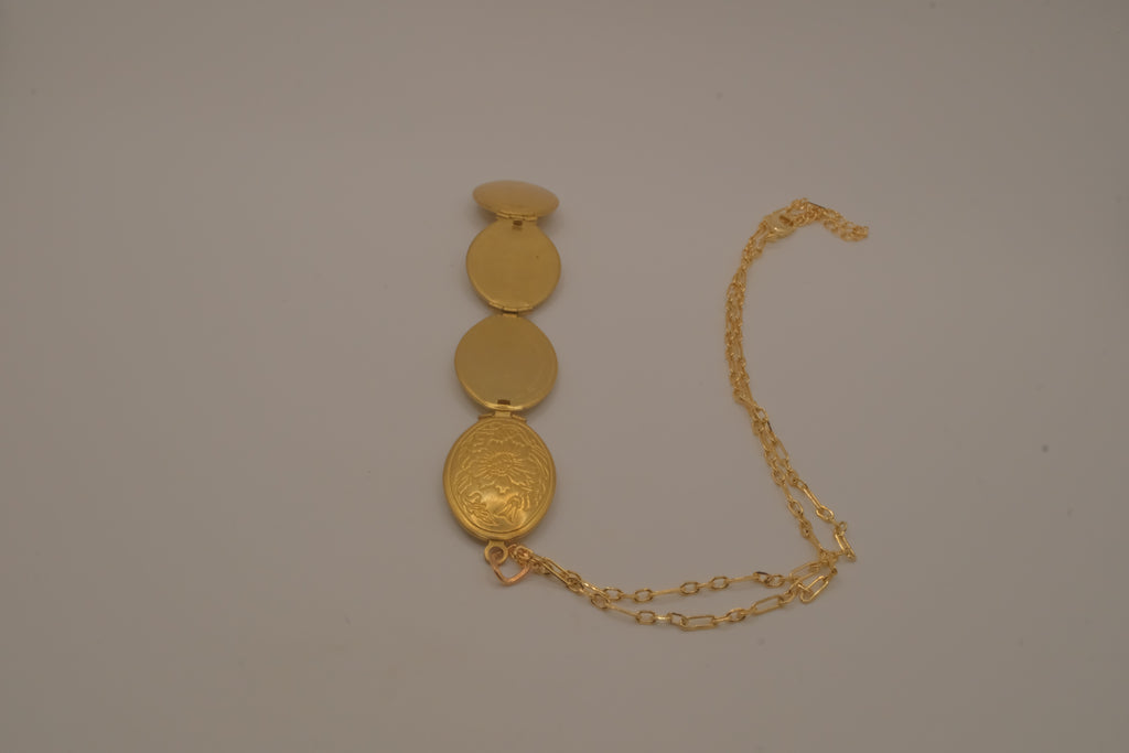 Vintage Gold Floral multi-photo folding locket necklace