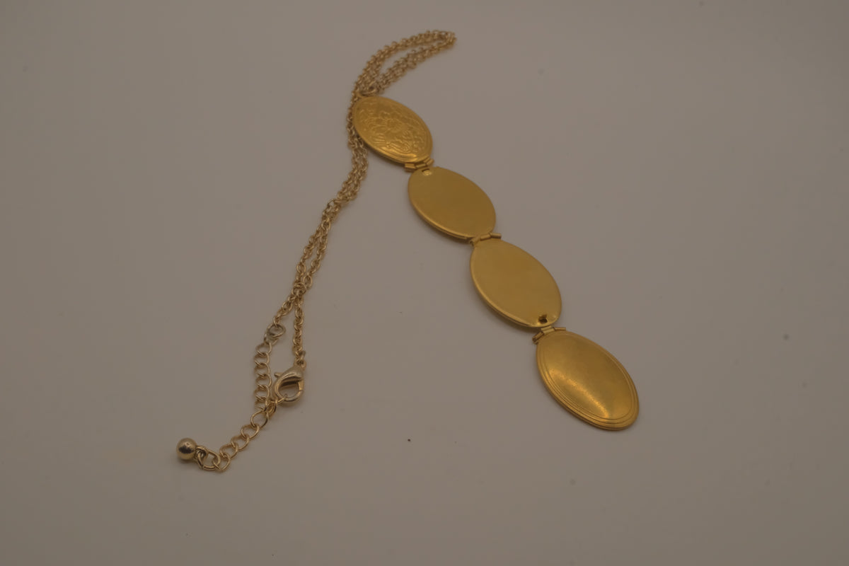 Vintage Gold Floral 4-photo folding locket necklace
