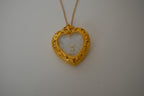 Movt Japan Gold-tone heart watch pendant necklace