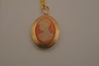 Vintage oval cameo pendant locket necklace