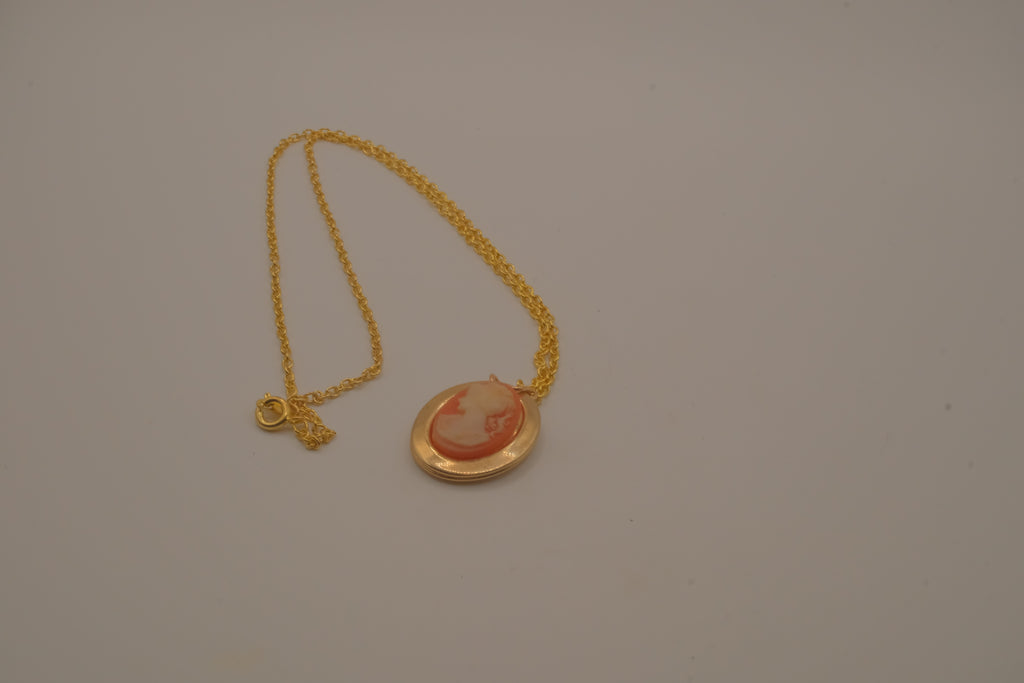 Vintage oval cameo pendant locket necklace