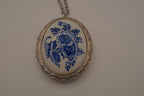 Vintage Delft Blue (Delfts Blauw) oval porcelain locket pendant