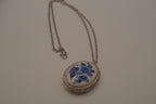 Vintage Delft Blue (Delfts Blauw) oval porcelain locket pendant