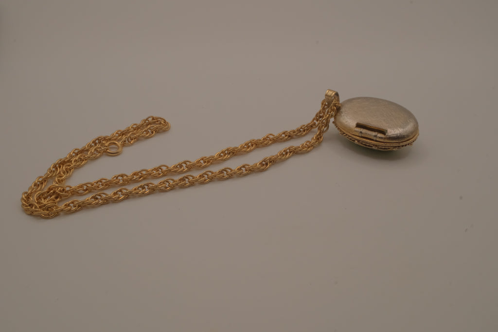 Vintage Vanda solid perfume locket necklace