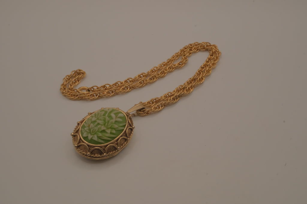 Vintage Vanda solid perfume locket necklace