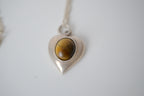 Sterling silver tiger's eye heart pendant