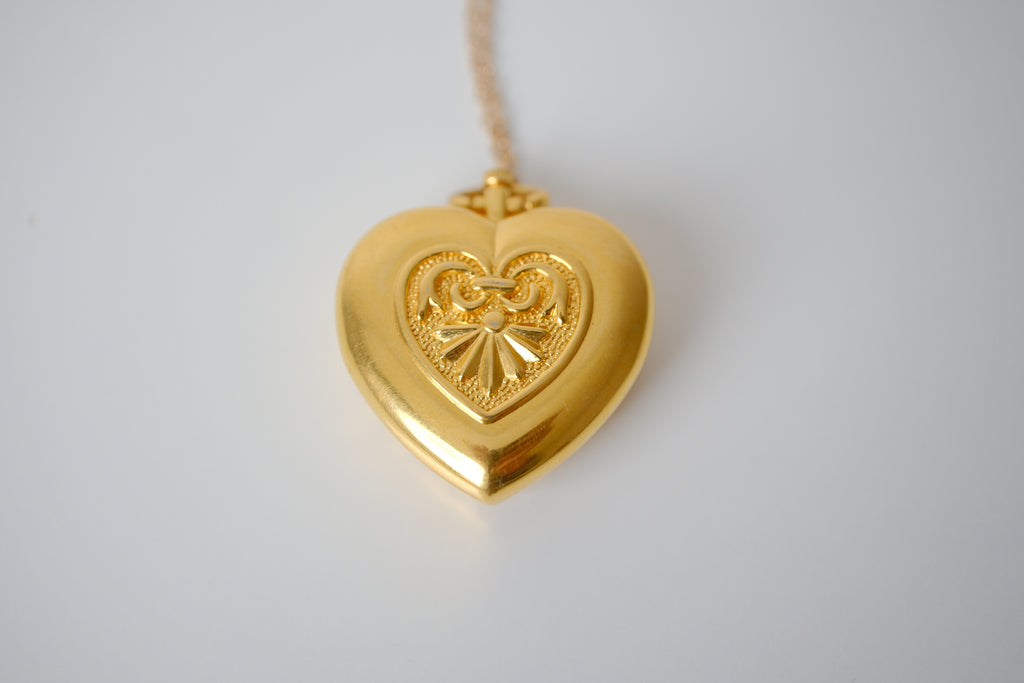 Movt Japan Gold-tone heart watch pendant necklace