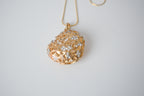 Vintage Gold-tone Open filigree design heart necklace