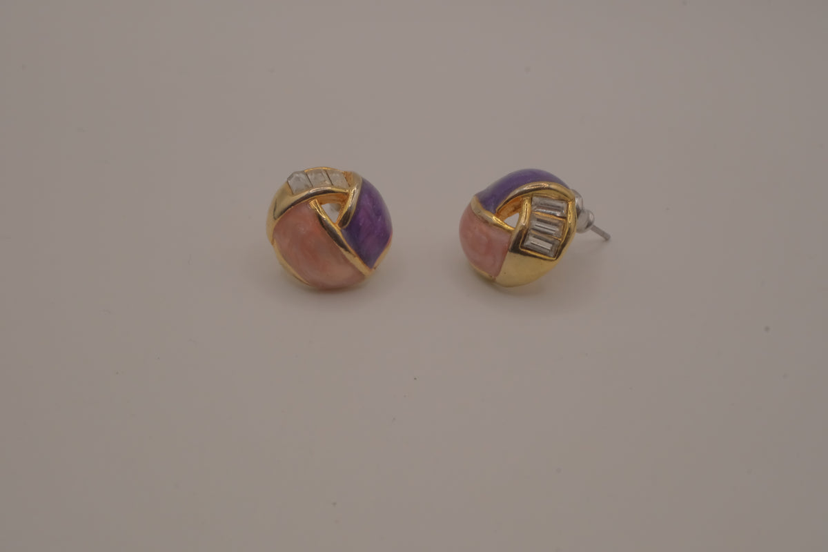Vintage Dome style geometric stud earrings