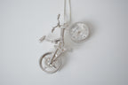 Silver-tone bicycle watch pendant necklace
