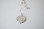 Silver-tone Large filigree heart pendant necklace