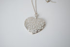 Silver-tone Large filigree heart pendant necklace