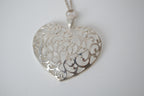 Silver-tone Large filigree heart pendant necklace