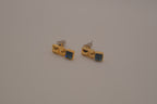 Vintage Geometric stacked-square stud earrings