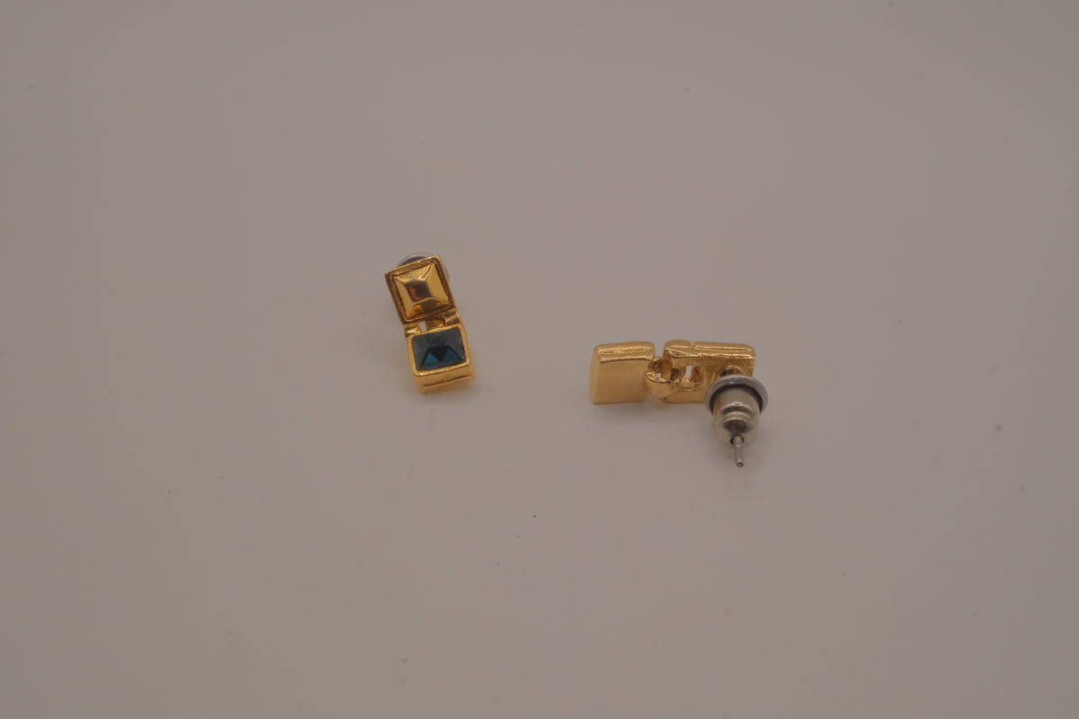 Vintage Geometric stacked-square stud earrings