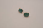 Vintage cushion-cut green cabochon stud earrings&nbsp;