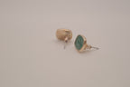 Vintage cushion-cut green cabochon stud earrings&nbsp;
