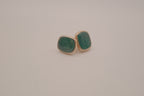 Vintage cushion-cut green cabochon stud earrings&nbsp;