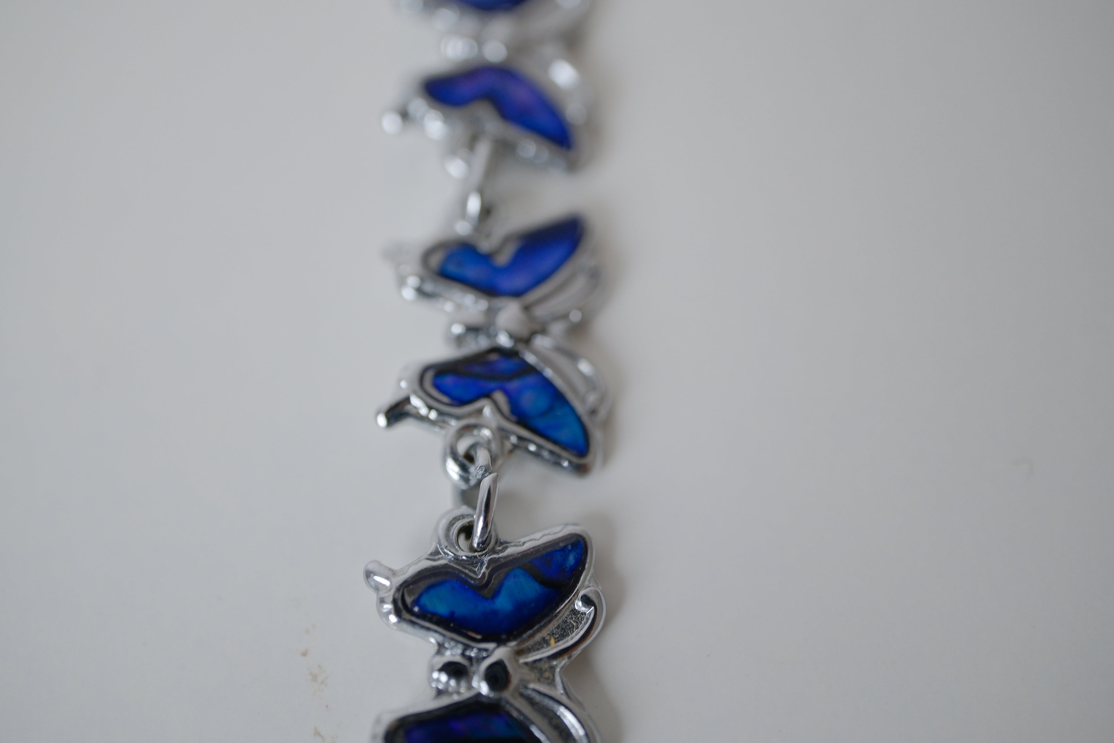 Silver-tone Abalone shell Butterfly link bracelet