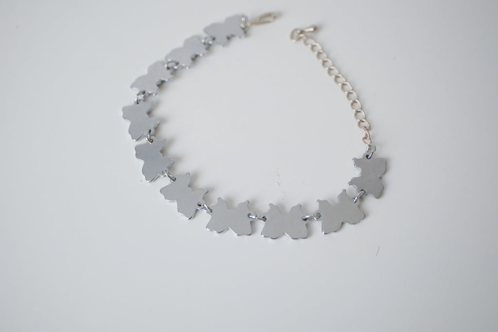 Silver-tone Abalone shell Butterfly link bracelet