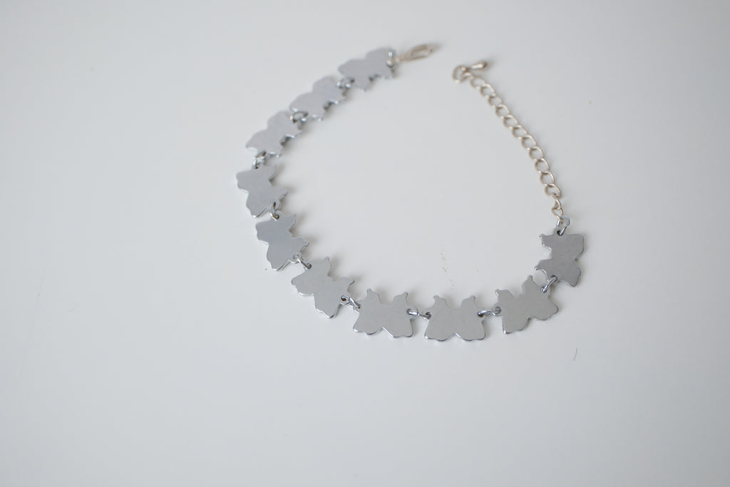 Silver-tone Abalone shell Butterfly link bracelet