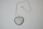 Gray white stone heart pendant