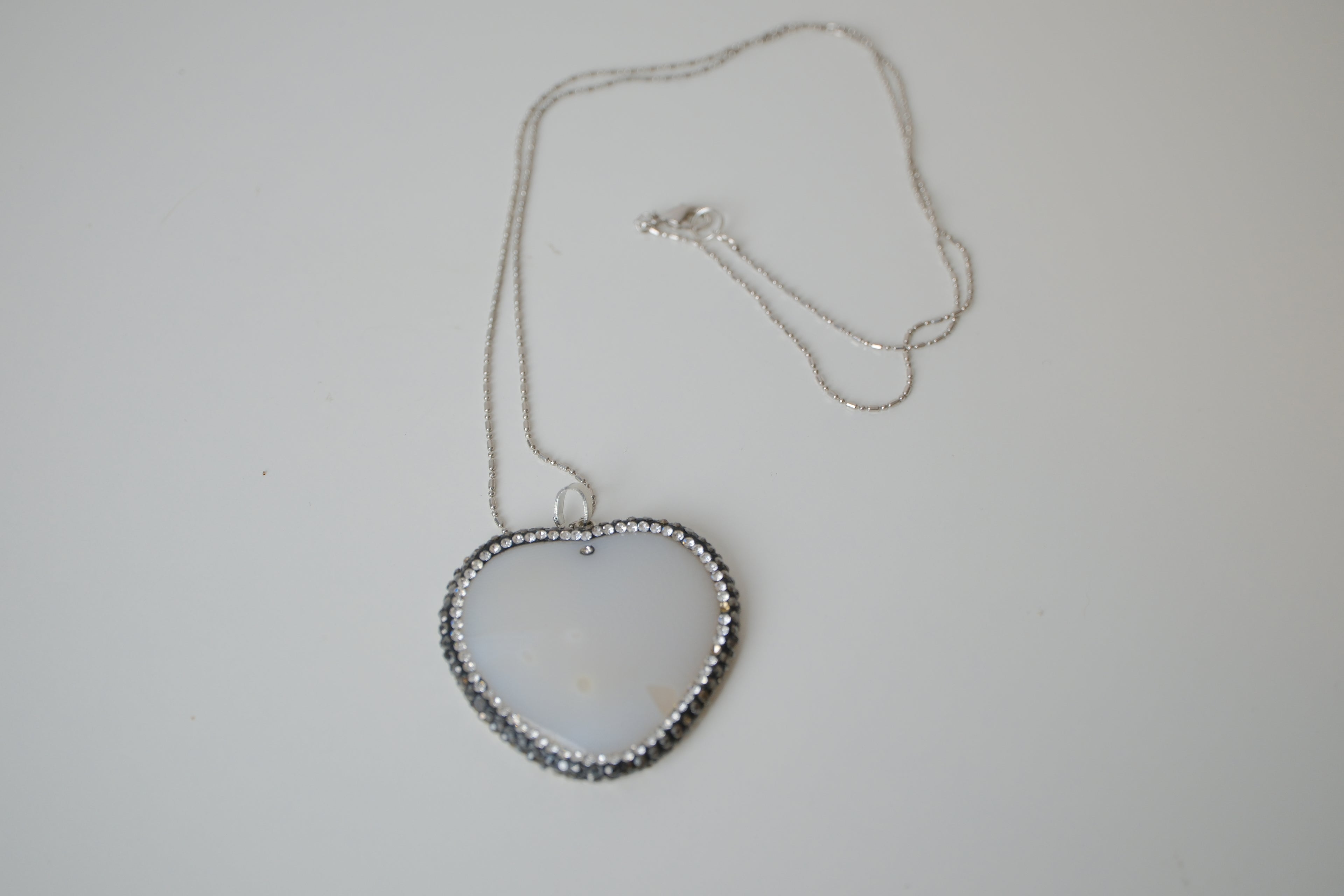 Gray white stone heart pendant