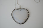 Gray white stone heart pendant