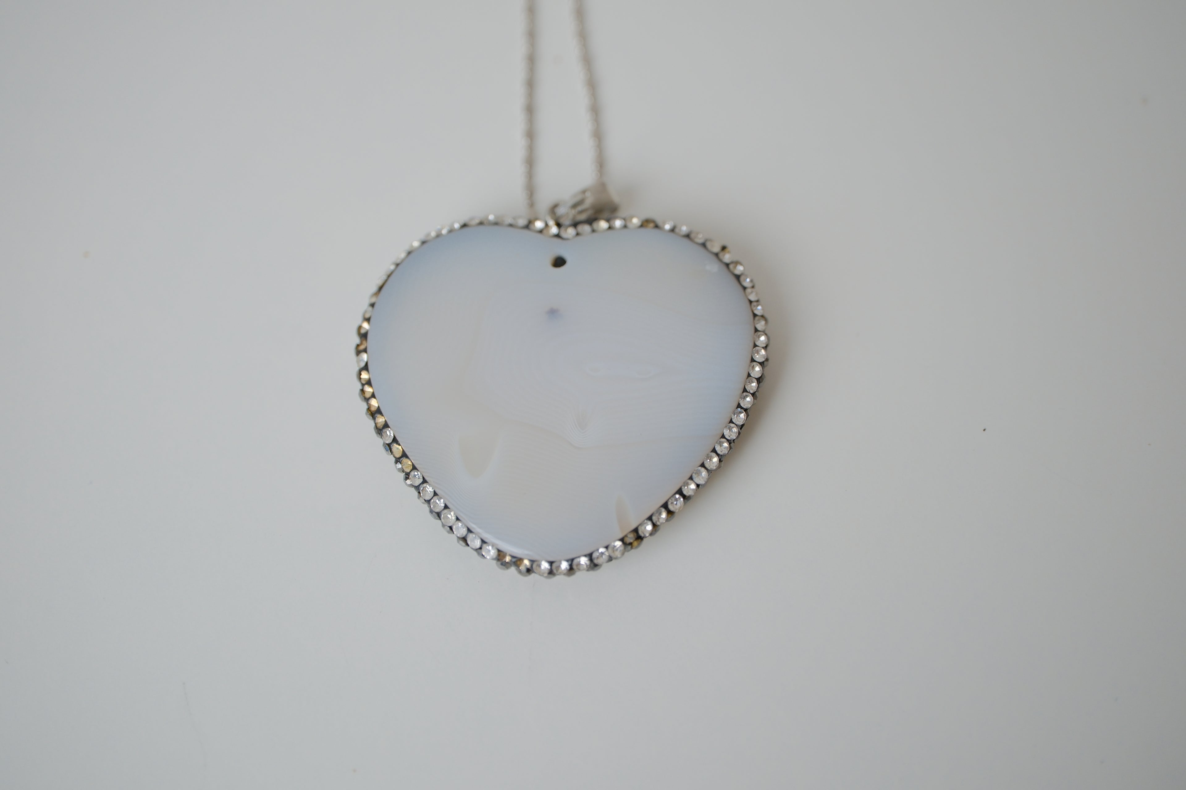 Gray white stone heart pendant