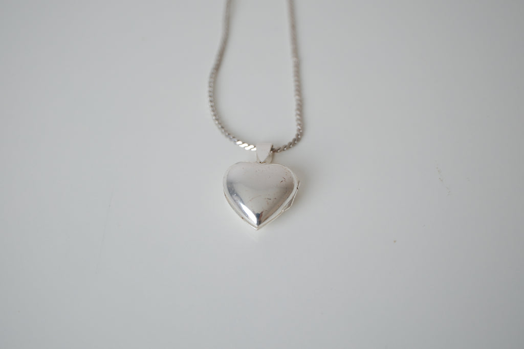 Small shiny heart locket necklace