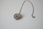 Large filigree heart pendant necklace