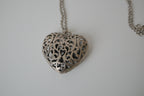 Large filigree heart pendant necklace