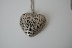 Large filigree heart pendant necklace