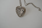Large filigree heart pendant necklace