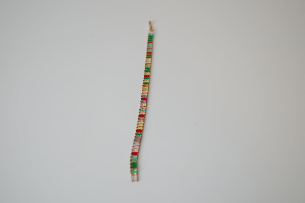 Rainbow gemstone tennis bracelet