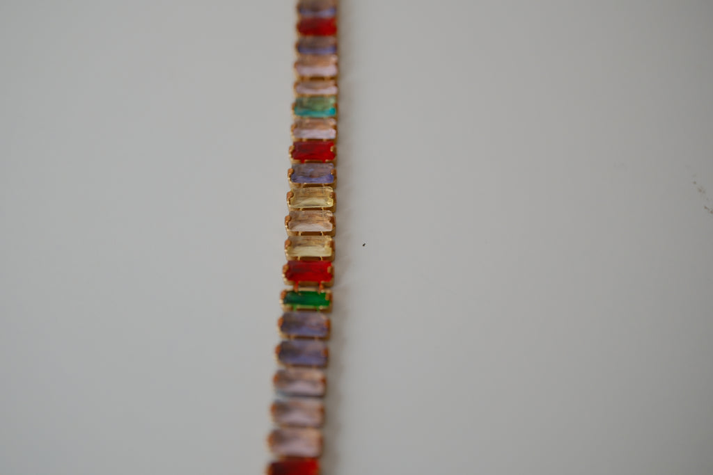Rainbow gemstone tennis bracelet