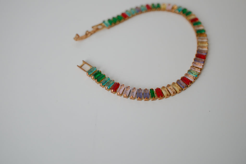 Rainbow gemstone tennis bracelet