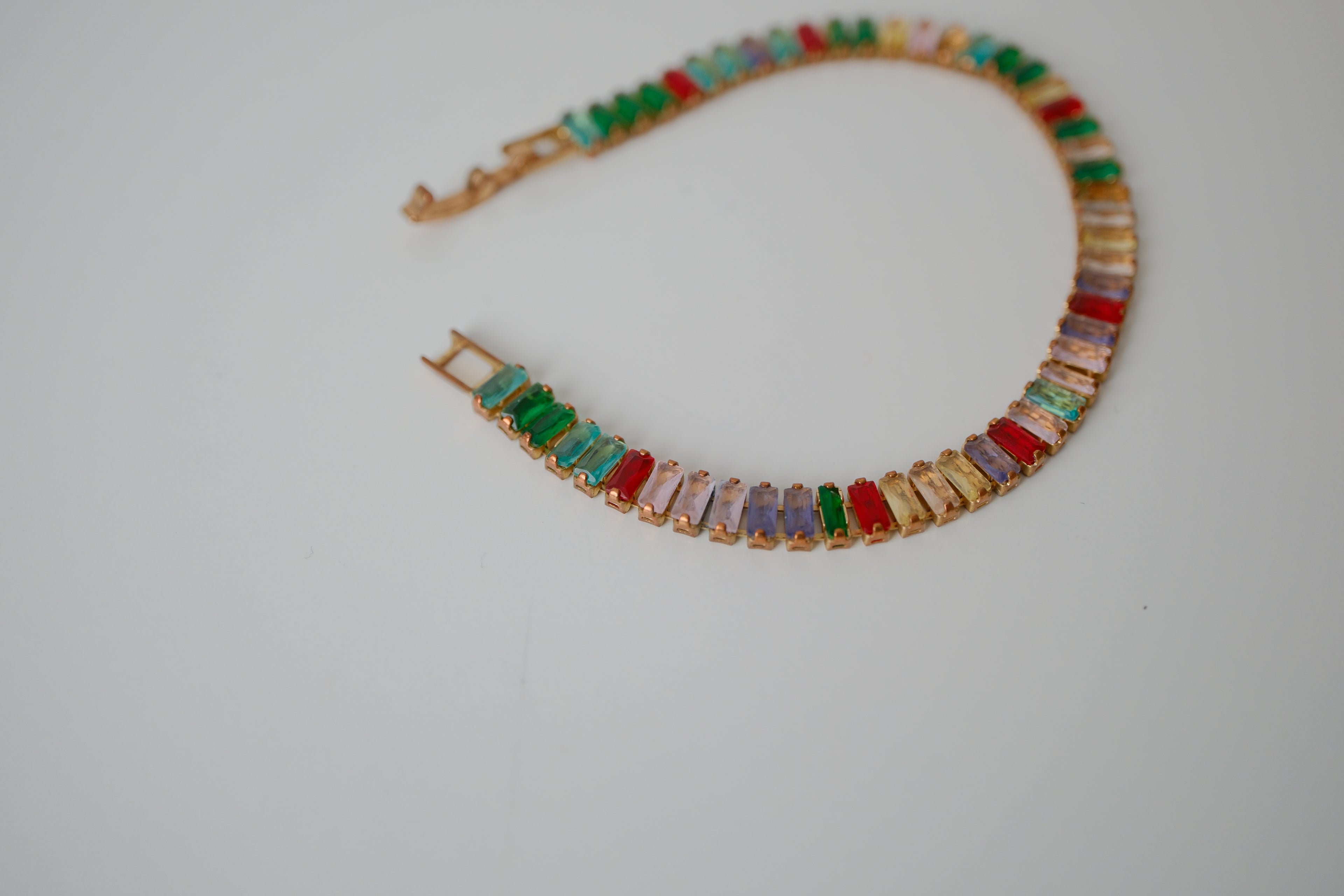 Rainbow gemstone tennis bracelet