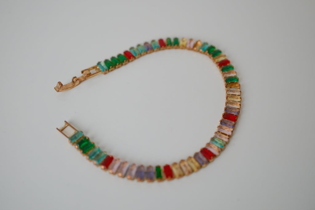Rainbow gemstone tennis bracelet