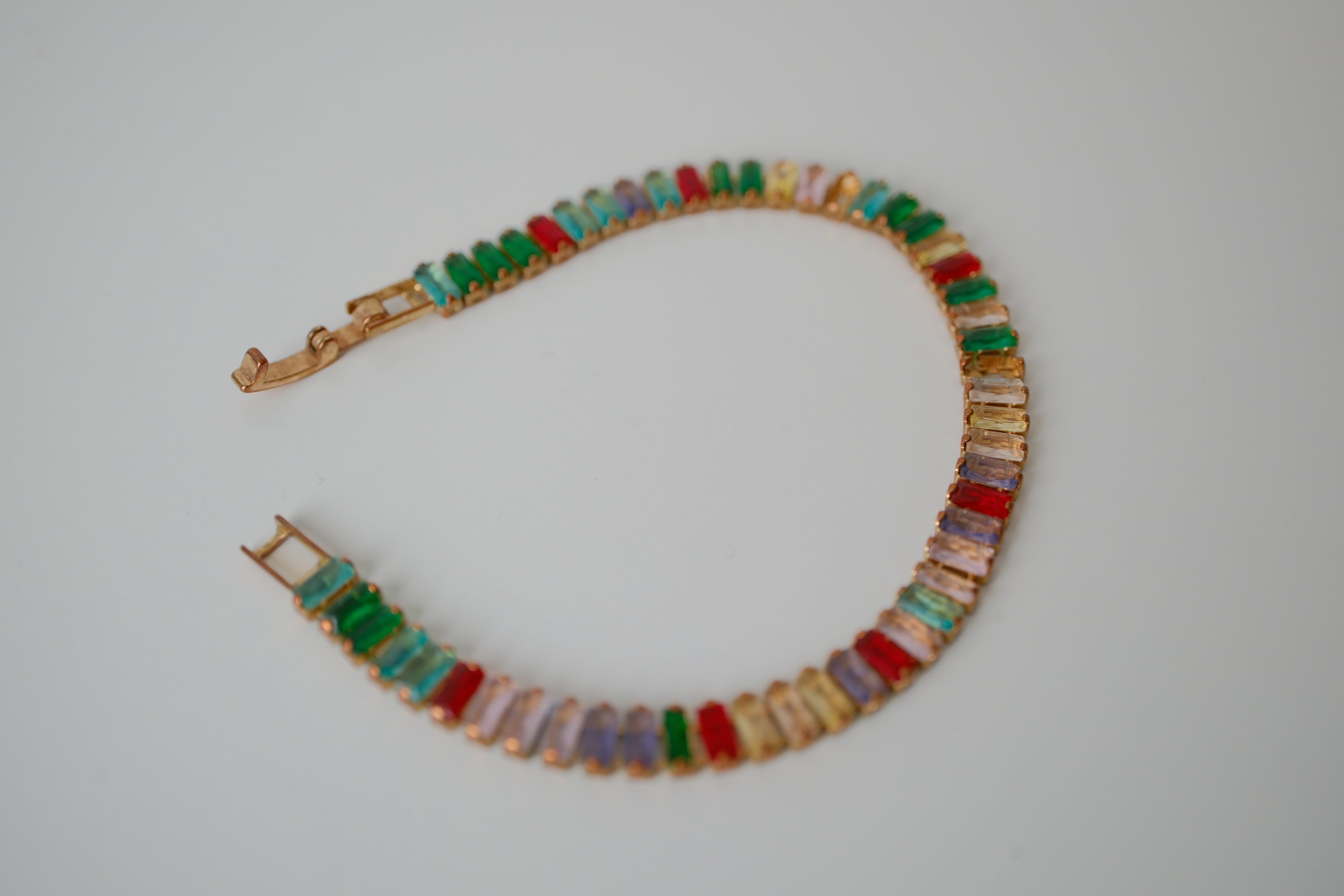 Rainbow gemstone tennis bracelet