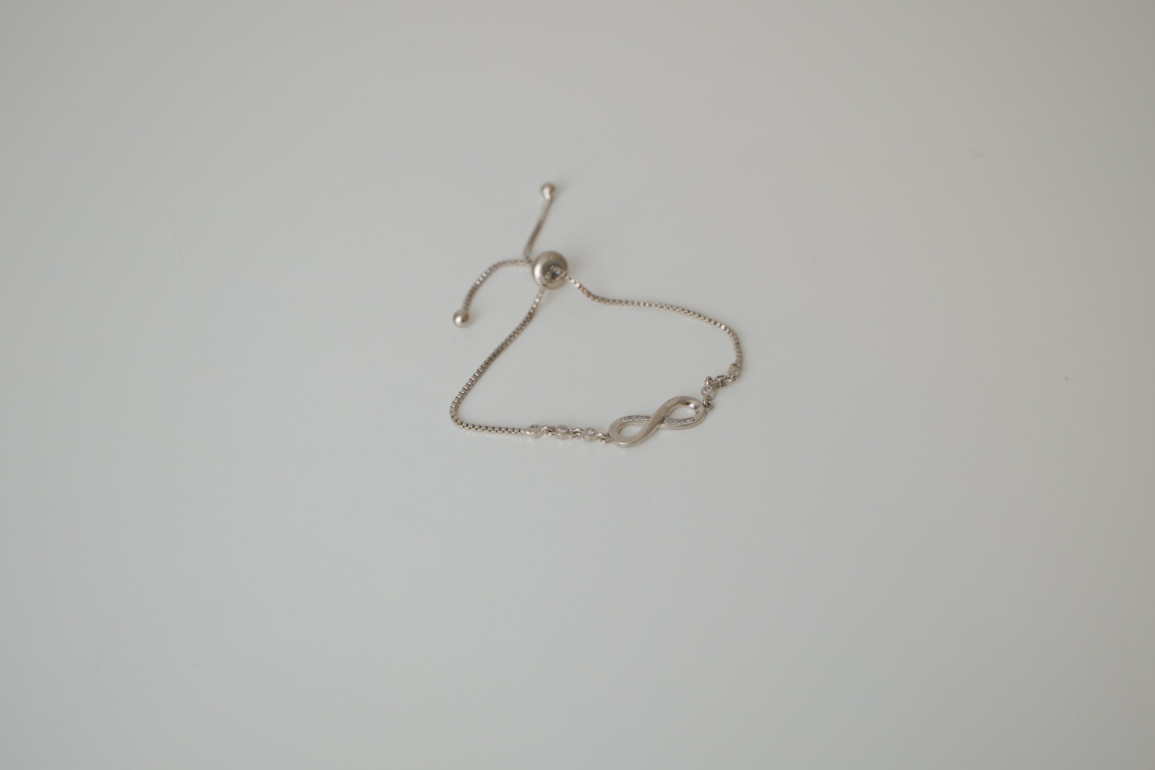 Sterling silver infinity symbol bolo bracelet