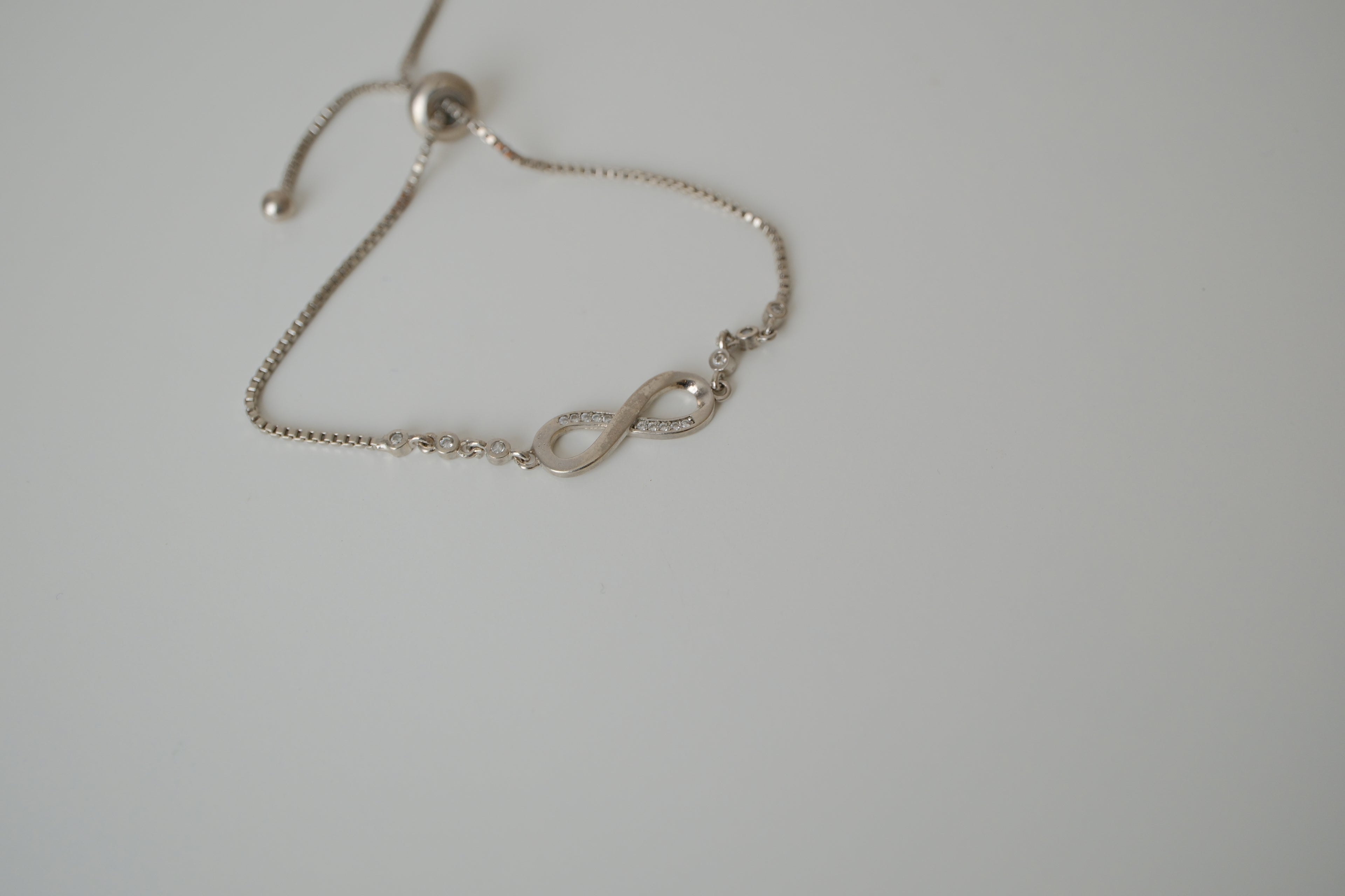 Sterling silver infinity symbol bolo bracelet